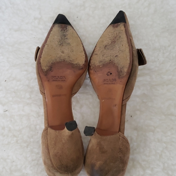 Prada D'Orsay suede kitten heel buckle pumps - Picture 5 of 6